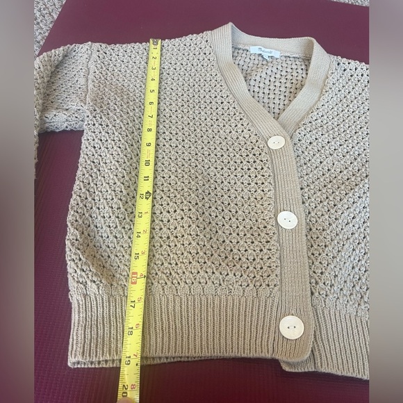 Madewell Open-Stitch Crop Cardigan Sweater Size Small Tan Cotton - Picture 7 of 10